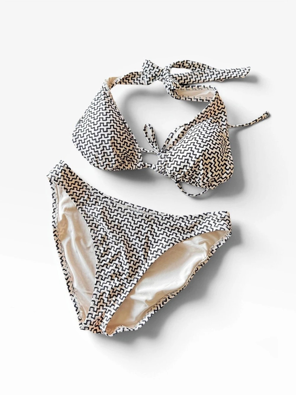 Shade Shore Geometric Bikini in Cream & Black Size Medium NWT